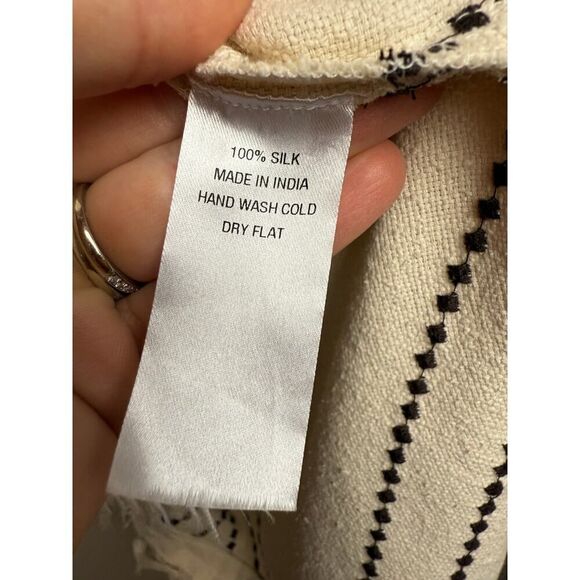 Gypset Silk Embroidered Mini Caftan Dress with Fringe Sz. M - Picture 5 of 9